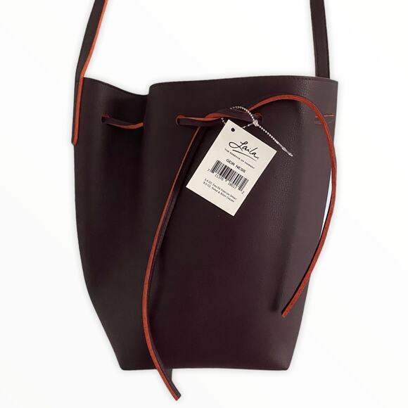 Aubergine and Orange Drawstring Bucket Bag - Picture 3 of 5
